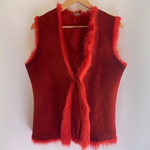 Vintage 1980s Hugo Buscati Leather Fur Vest